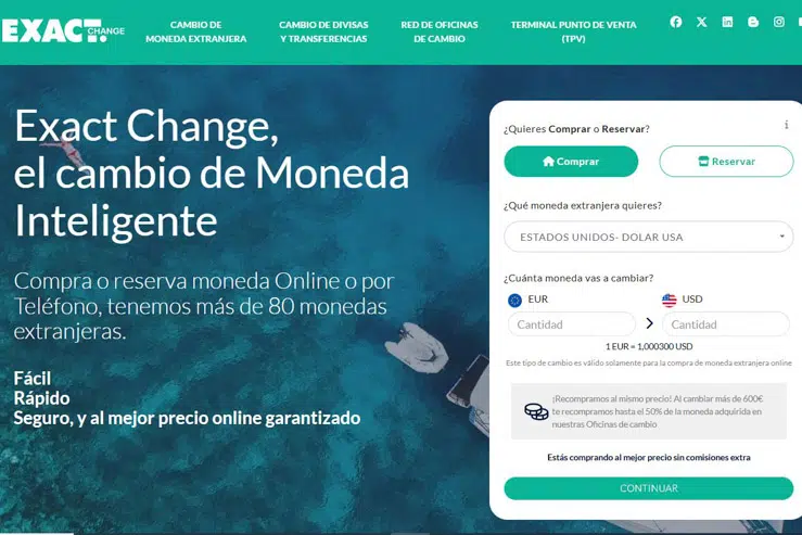 Cambiar euros por bahts en Exact Change