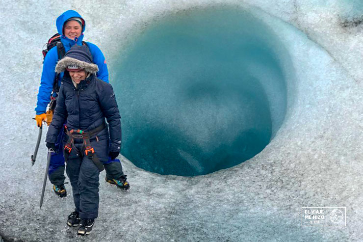 Agujero en el medio del glaciar