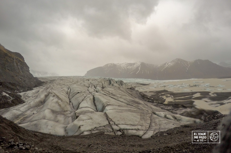 Punto desde el que se ve perfectamente la lengua de hielo del glaciar Vatnajökull