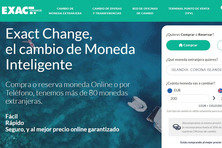 Cambiar euros por coronas islandesas en Exact Change