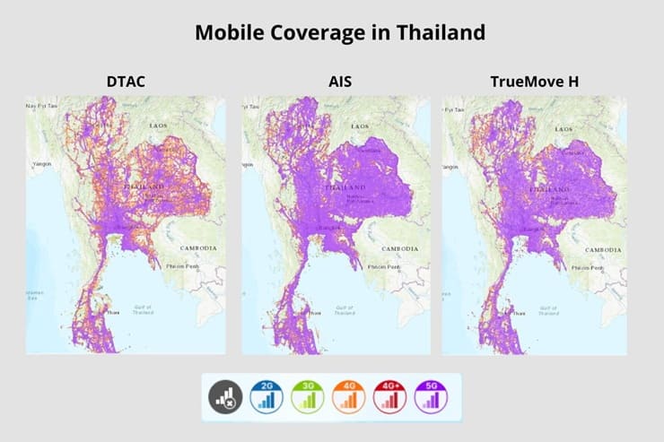 Mapa de Cobertura de Tailandia