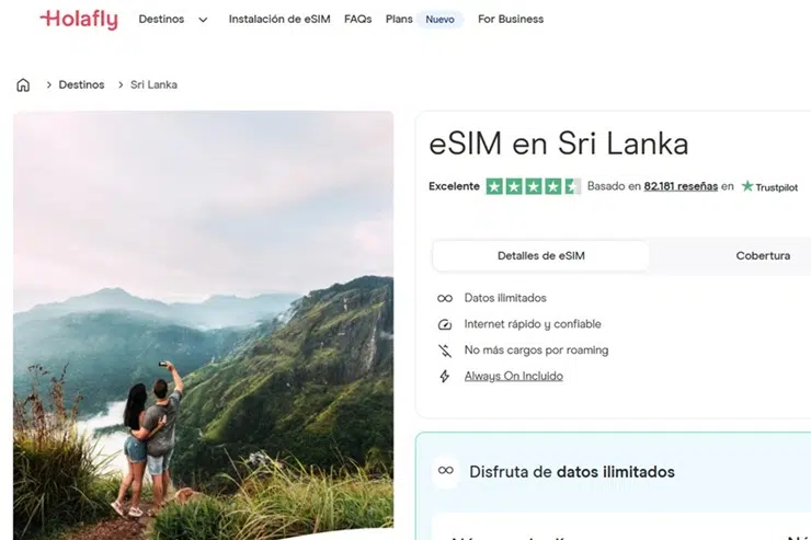 eSIM de Holafly para Sri Lanka